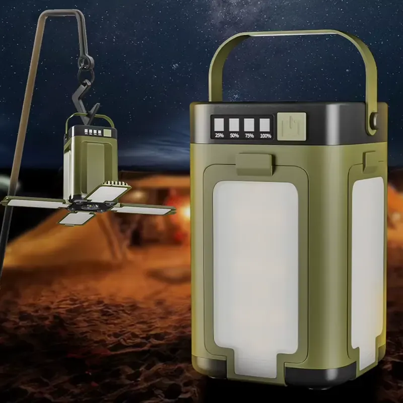 Foldable Camping Lantern with Power Bank & Solar Charging
