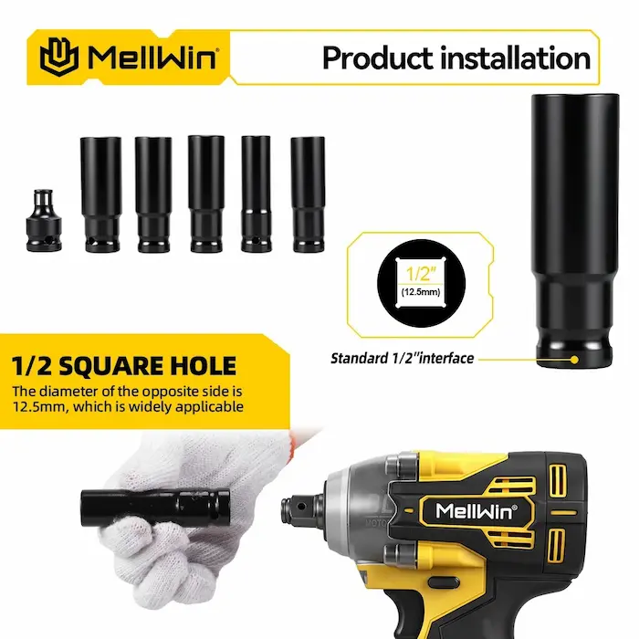 MELLWIN 520Nm Electric Impact Wrench – 3-in-1 Tool 3