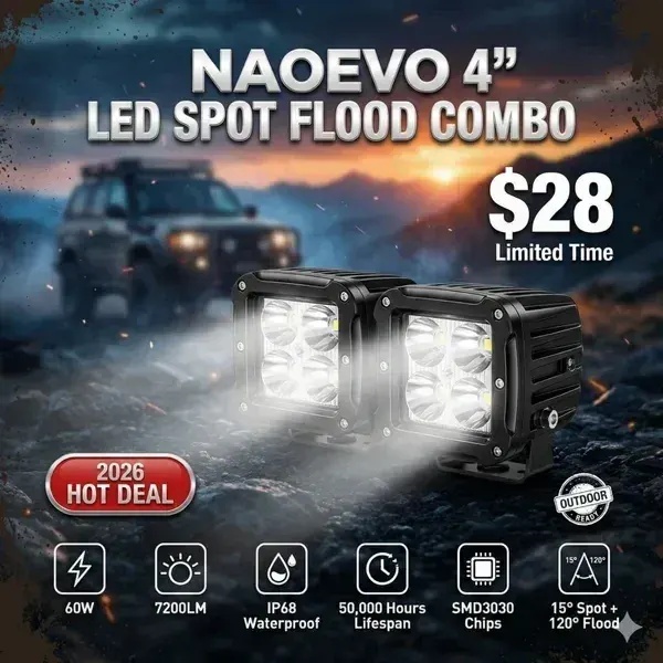 NAOEVO 4״ LED Spot Flood Combo — 7200LM