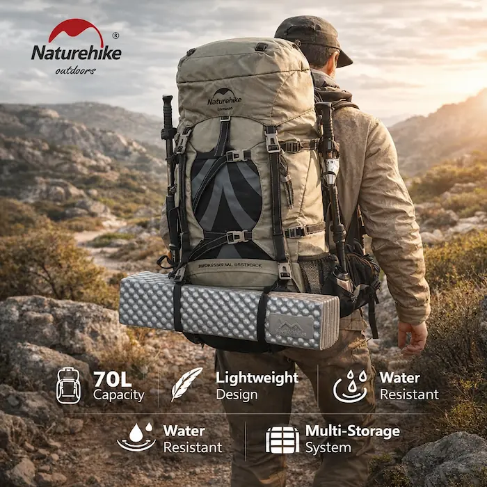 Naturehike 70L Professional Mountaineering Backpack – Lightweight