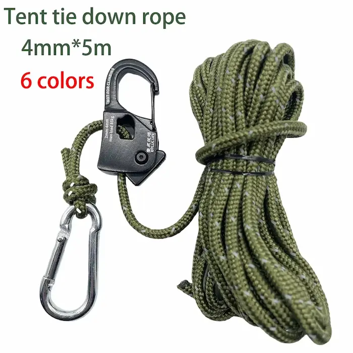 Reflective Tent Rope with Aluminum Pulley – Tightens Strong and Stays Put