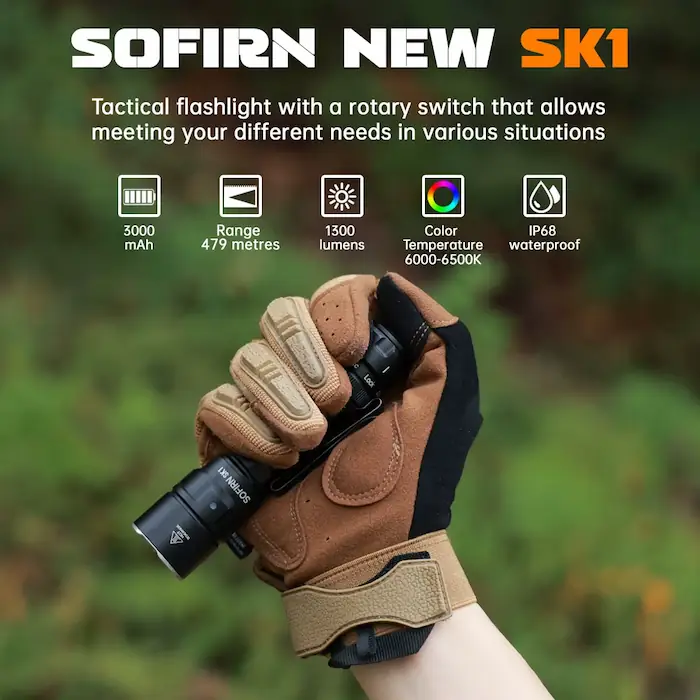 Sofirn SK1 Tactical Flashlight – 1300 Lumens with Serious Range