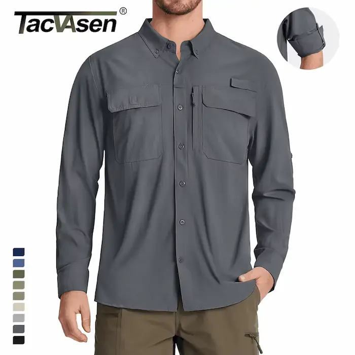 TACVASEN UPF50+ Quick Dry Long Sleeve Hiking Shirt