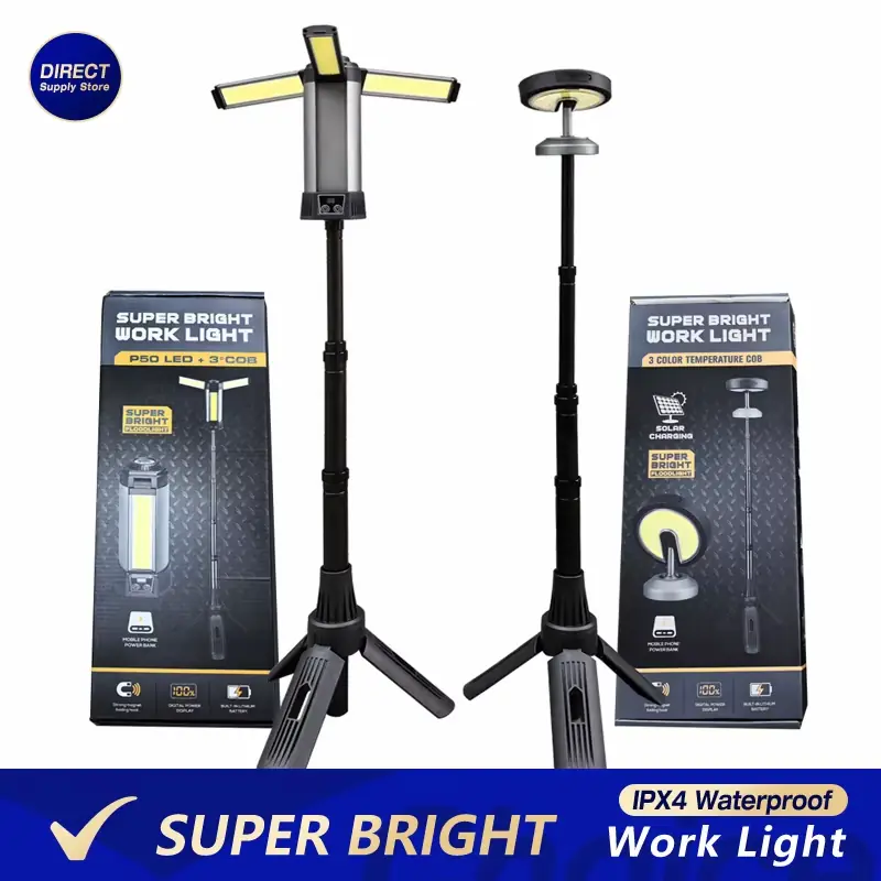COB Work Light with Telescopic Stand – Powerful Lighting for Night Work
