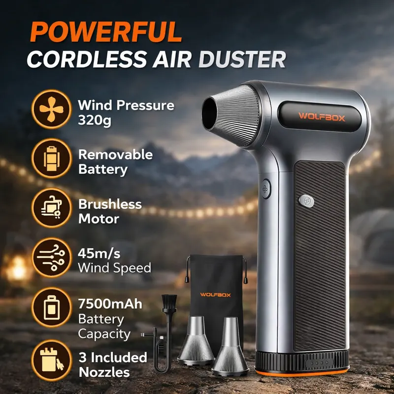 WOLFBOX MF200 Electric Air Duster – Brushless Motor for Dust Cleaning